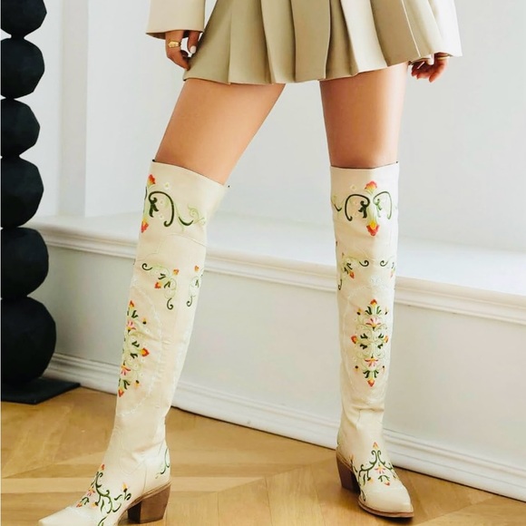 FLORESITA Floral Embroidered Over the Knee Boots - Picture 2 of 4